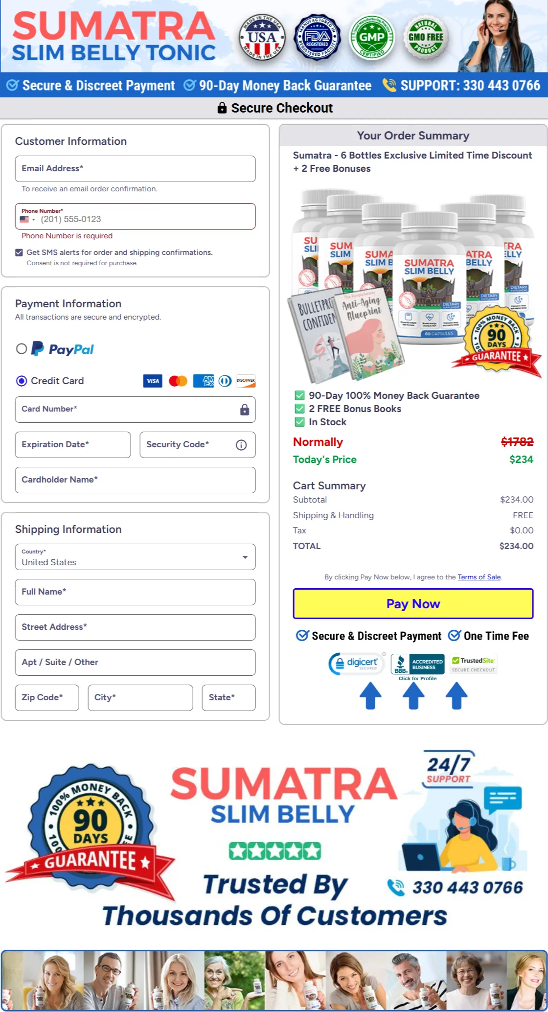 Sumatra Tonic checkout page